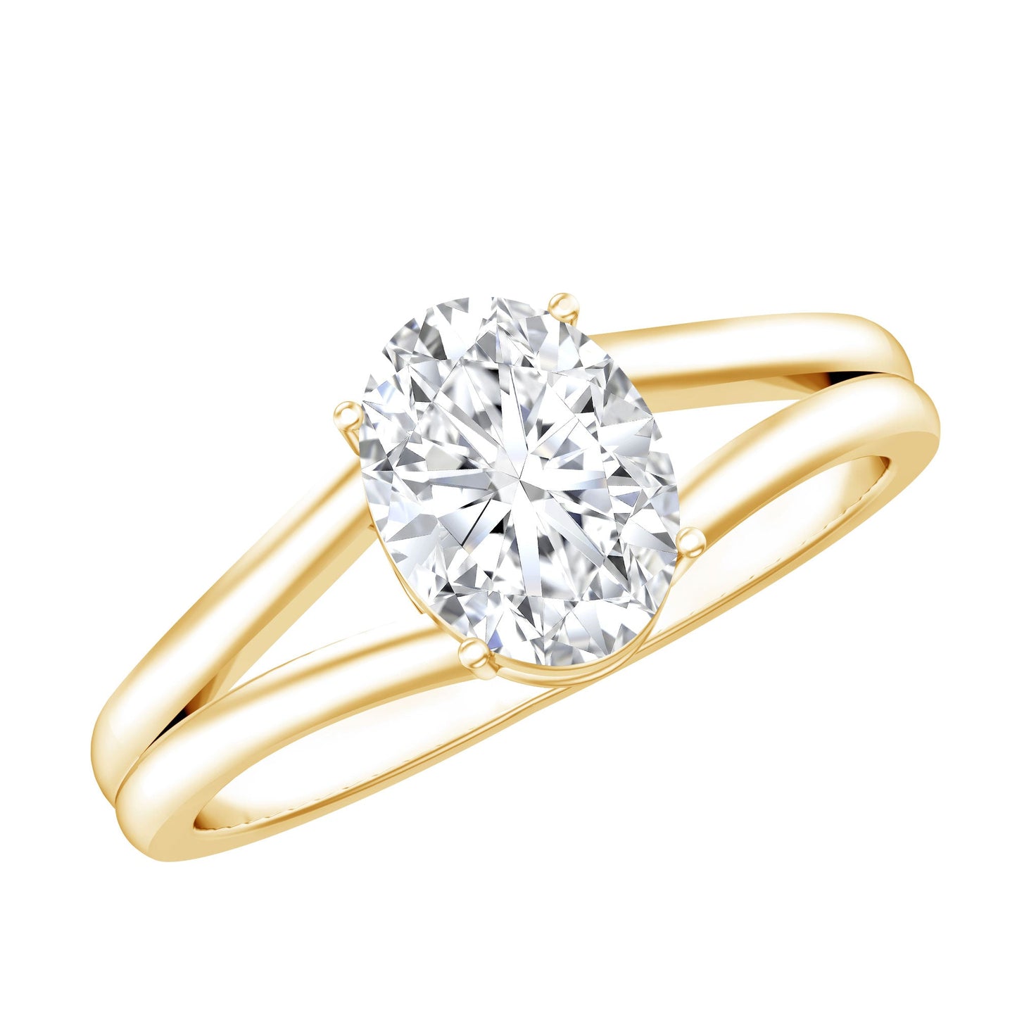 Oval Lab Grown Diamond Solitaire Ring in Split Shank