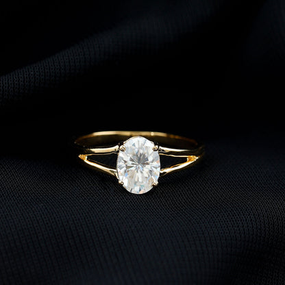 Oval Lab Grown Diamond Solitaire Ring in Split Shank