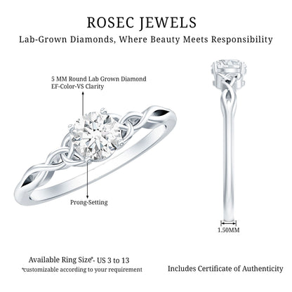 Solitaire Lab Grown Diamond Celtic Knot Promise Ring