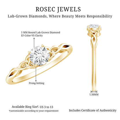 Solitaire Lab Grown Diamond Celtic Knot Promise Ring