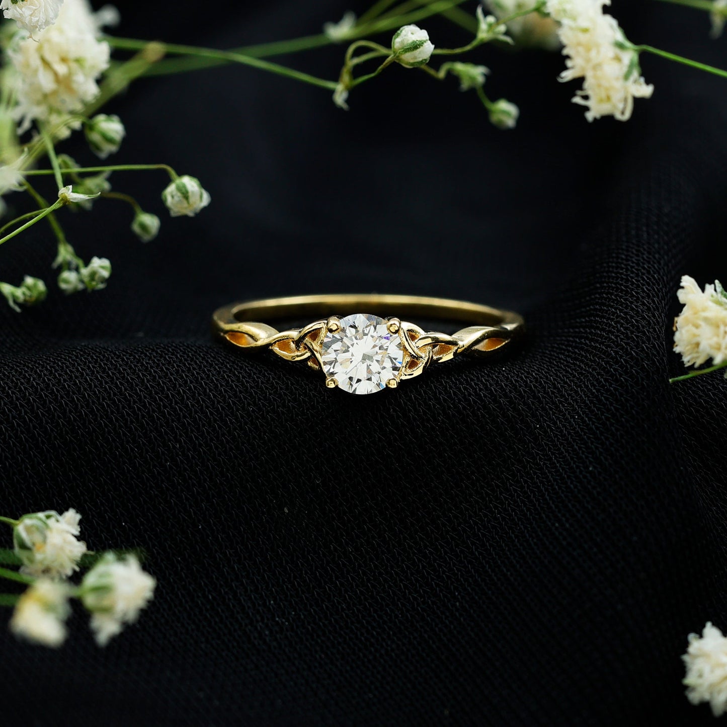 Solitaire Lab Grown Diamond Celtic Knot Promise Ring