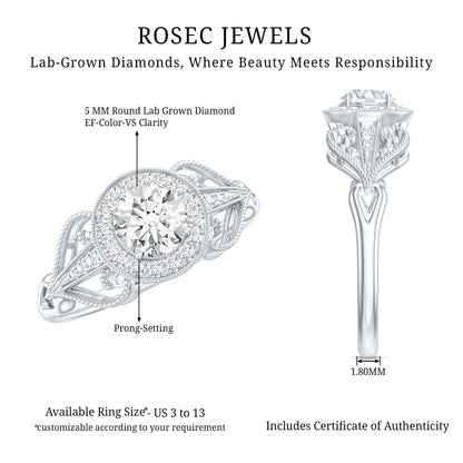 Vintage Inspired Engagement Ring with Lab Grown Diamond