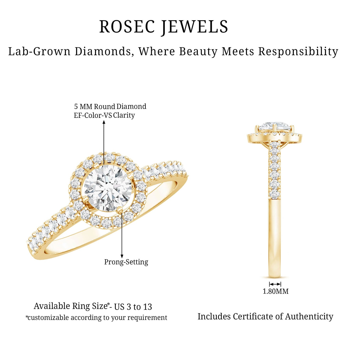 0.4 Carat Lab Grown Diamond Engagement Ring with Halo