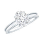 Oval Shaped Lab Grown Diamond Solitaire Ring with Beaded Detailing