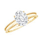 Oval Shaped Lab Grown Diamond Solitaire Ring with Beaded Detailing