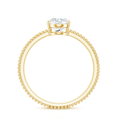 Oval Shaped Lab Grown Diamond Solitaire Ring with Beaded Detailing