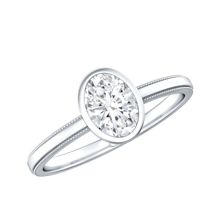 Bezel Set Oval Lab Grown Diamond Solitaire Ring