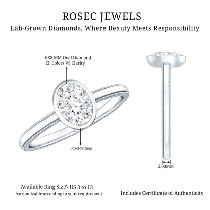 Bezel Set Oval Lab Grown Diamond Solitaire Ring