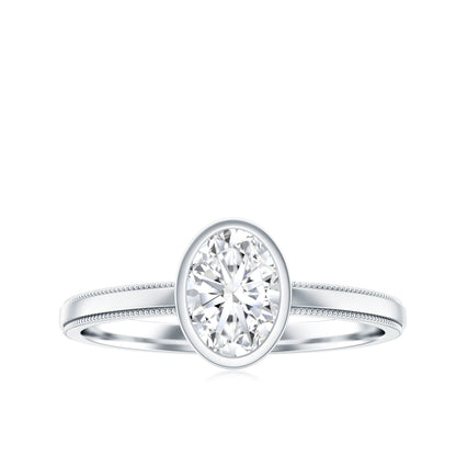 Bezel Set Oval Lab Grown Diamond Solitaire Ring