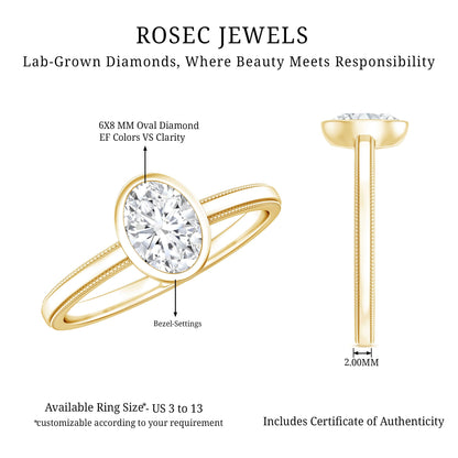 Bezel Set Oval Lab Grown Diamond Solitaire Ring