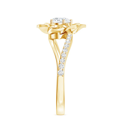 Lab Grown Diamond Nature Inspired Floral Bypass Ring