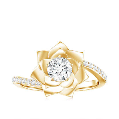 Lab Grown Diamond Nature Inspired Floral Bypass Ring
