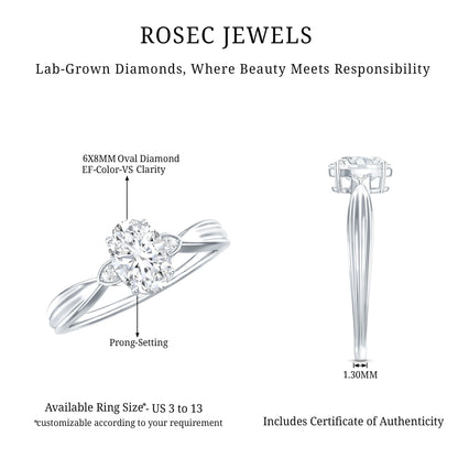 Oval Lab Grown Diamond Simple Solitaire Ring