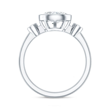 Bezel Set Oval Lab Grown Diamond East West Engagement Ring