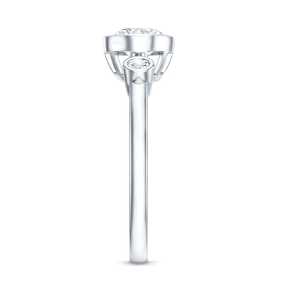 Bezel Set Oval Lab Grown Diamond East West Engagement Ring