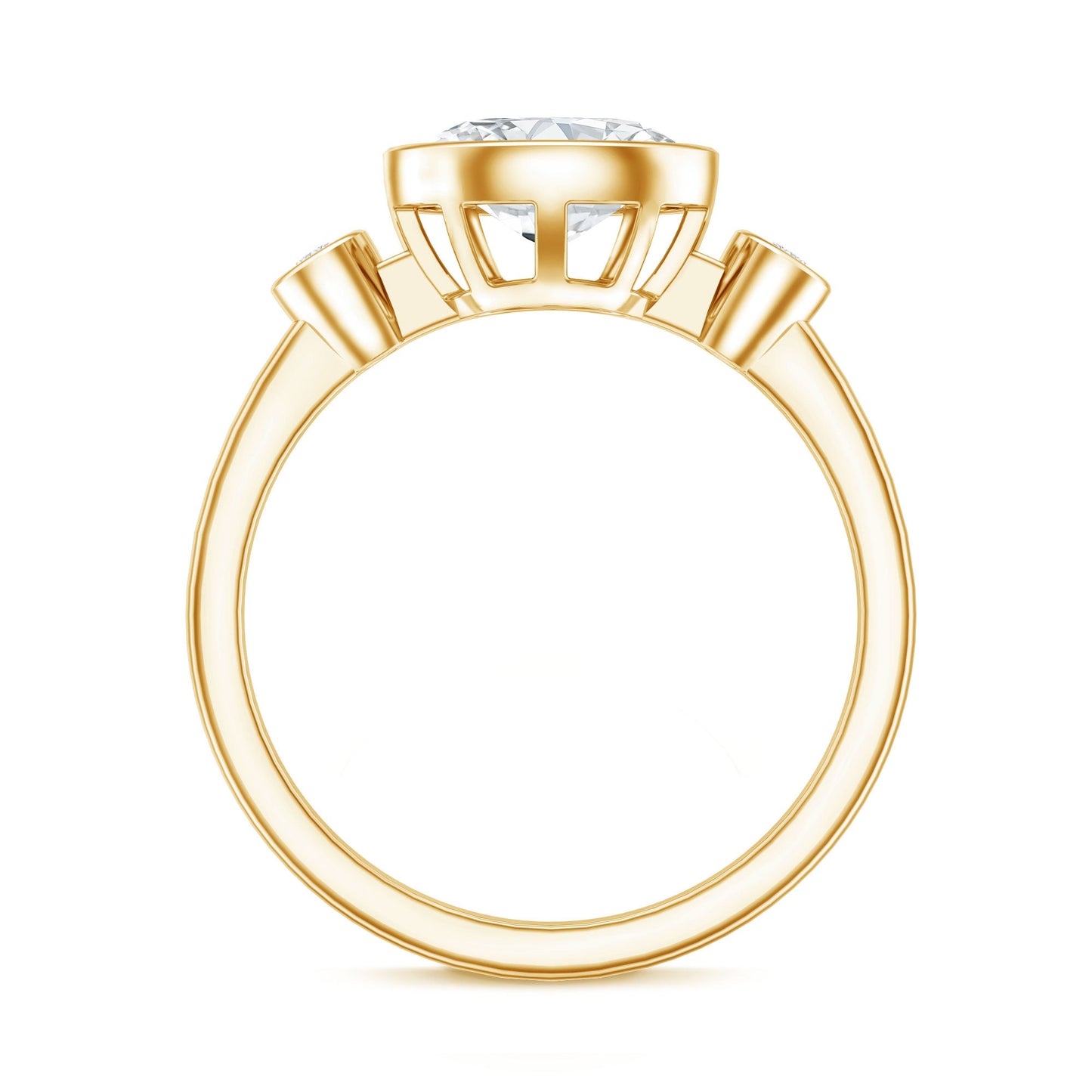 Bezel Set Oval Lab Grown Diamond East West Engagement Ring