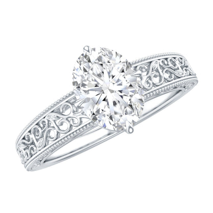 Oval Shape 1.2 Carat Lab Grown Diamond Filigree Engagement Ring