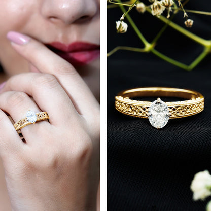 Oval Shape 1.2 Carat Lab Grown Diamond Filigree Engagement Ring