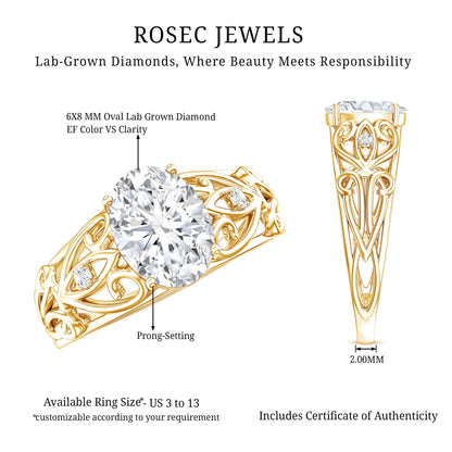 Antique Style Lab Grown Diamond Solitaire Engagement Ring