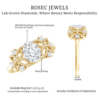 Nature Inspired Lab Grown Diamond Solitaire Engagement Ring
