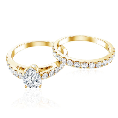 Minimal Pear Shape Lab Grown Diamond Wedding Ring Set