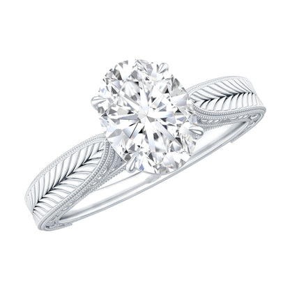Claw Set Oval Shape Lab Grown Diamond Solitaire Engagement Ring