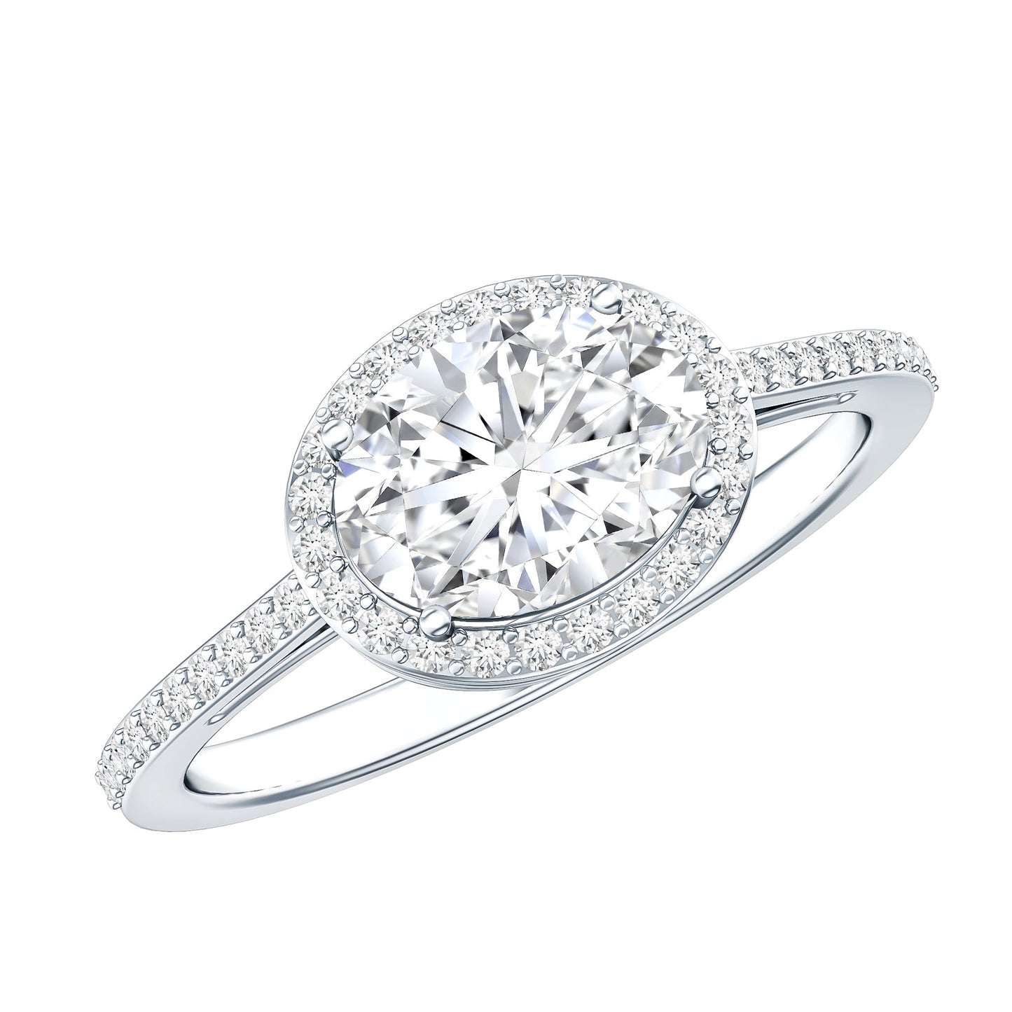 Oval Shape Lab Grown Diamond Engagement Ring with Halo