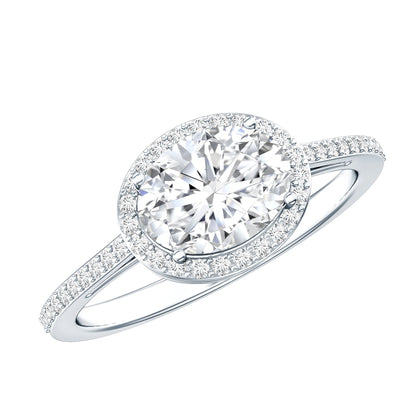 Oval Shape Lab Grown Diamond Engagement Ring with Halo