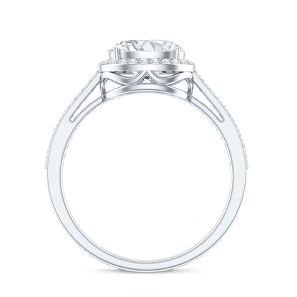 Oval Shape Lab Grown Diamond Engagement Ring with Halo