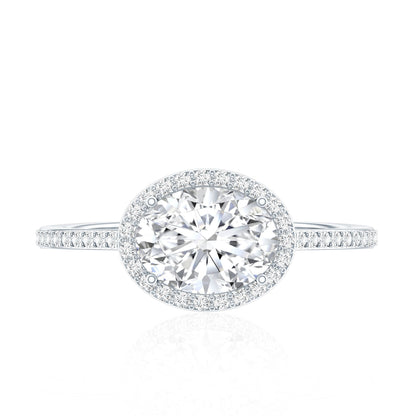 Oval Shape Lab Grown Diamond Engagement Ring with Halo