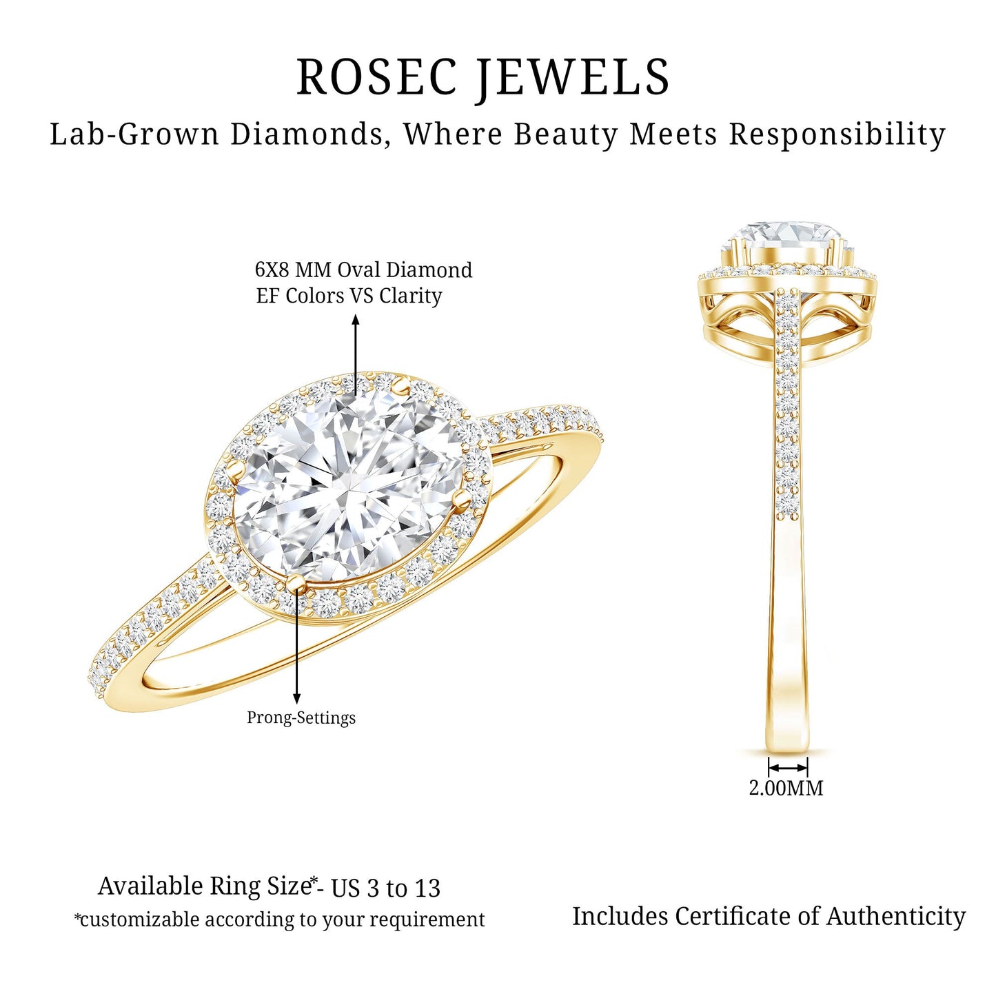 Oval Shape Lab Grown Diamond Engagement Ring with Halo