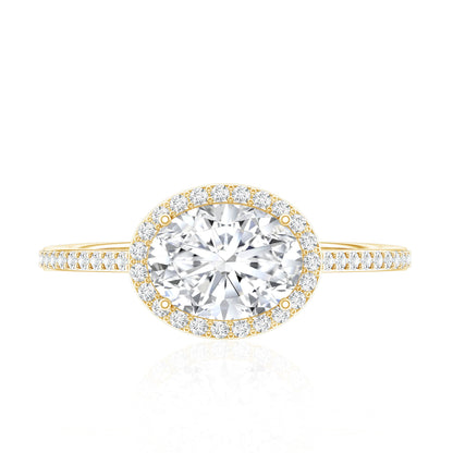 Oval Shape Lab Grown Diamond Engagement Ring with Halo