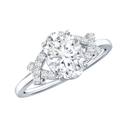 Oval Shape Lab Grown Diamond Solitaire Ring in Split Shank