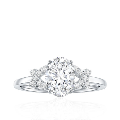 Oval Shape Lab Grown Diamond Solitaire Ring in Split Shank