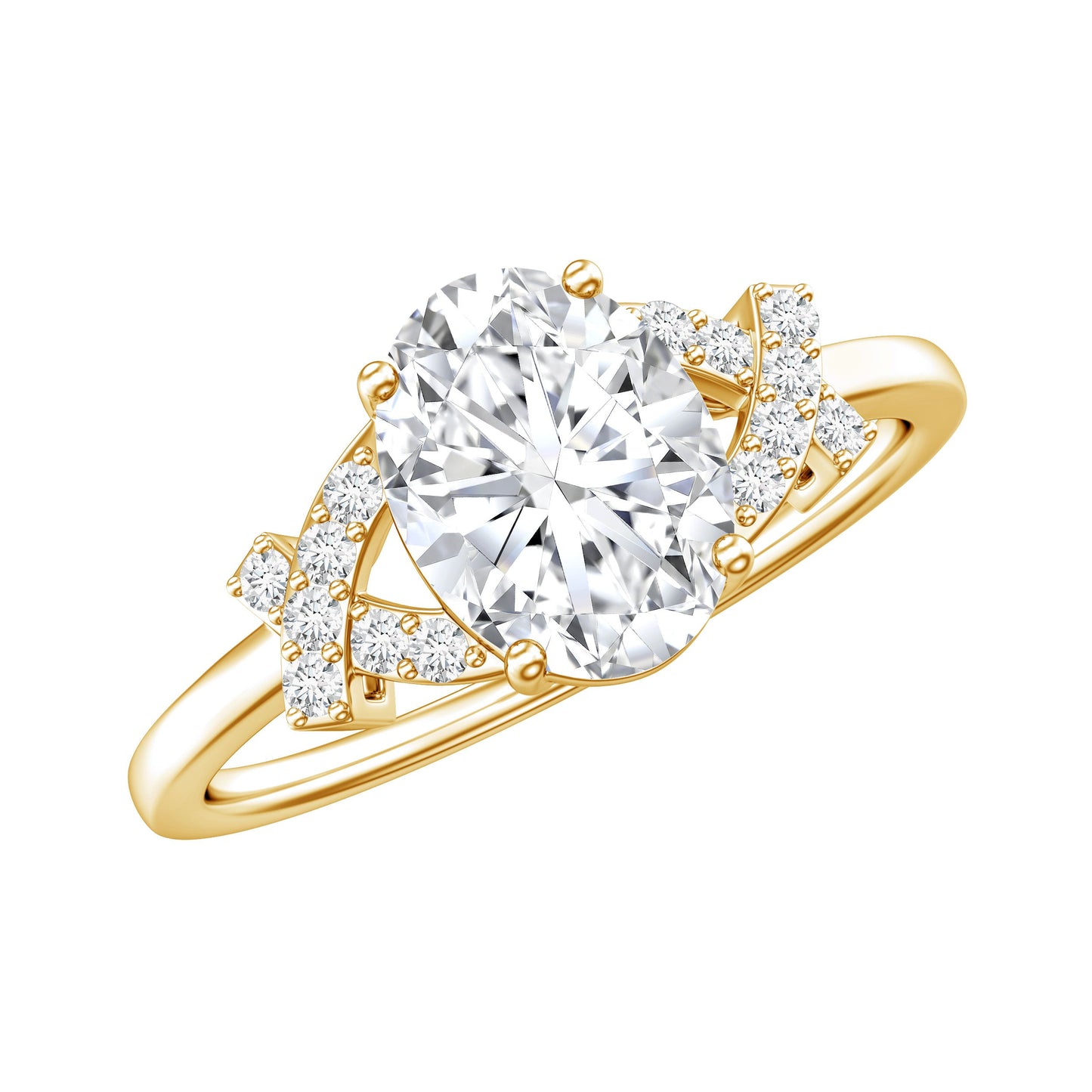 Oval Shape Lab Grown Diamond Solitaire Ring in Split Shank