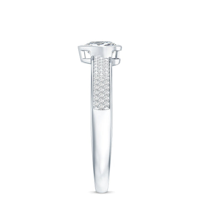 Heart Shape Lab Grown Diamond Solitaire Ring with Side Stones