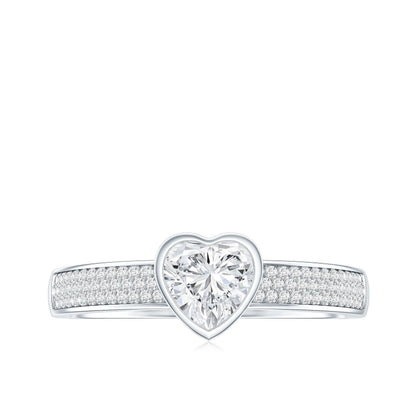 Heart Shape Lab Grown Diamond Solitaire Ring with Side Stones