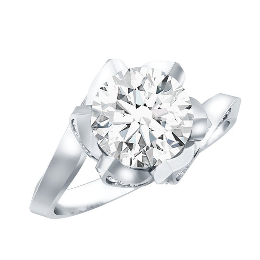 2 Carat Moissanite Floral Engagement Ring with Bypass Shank