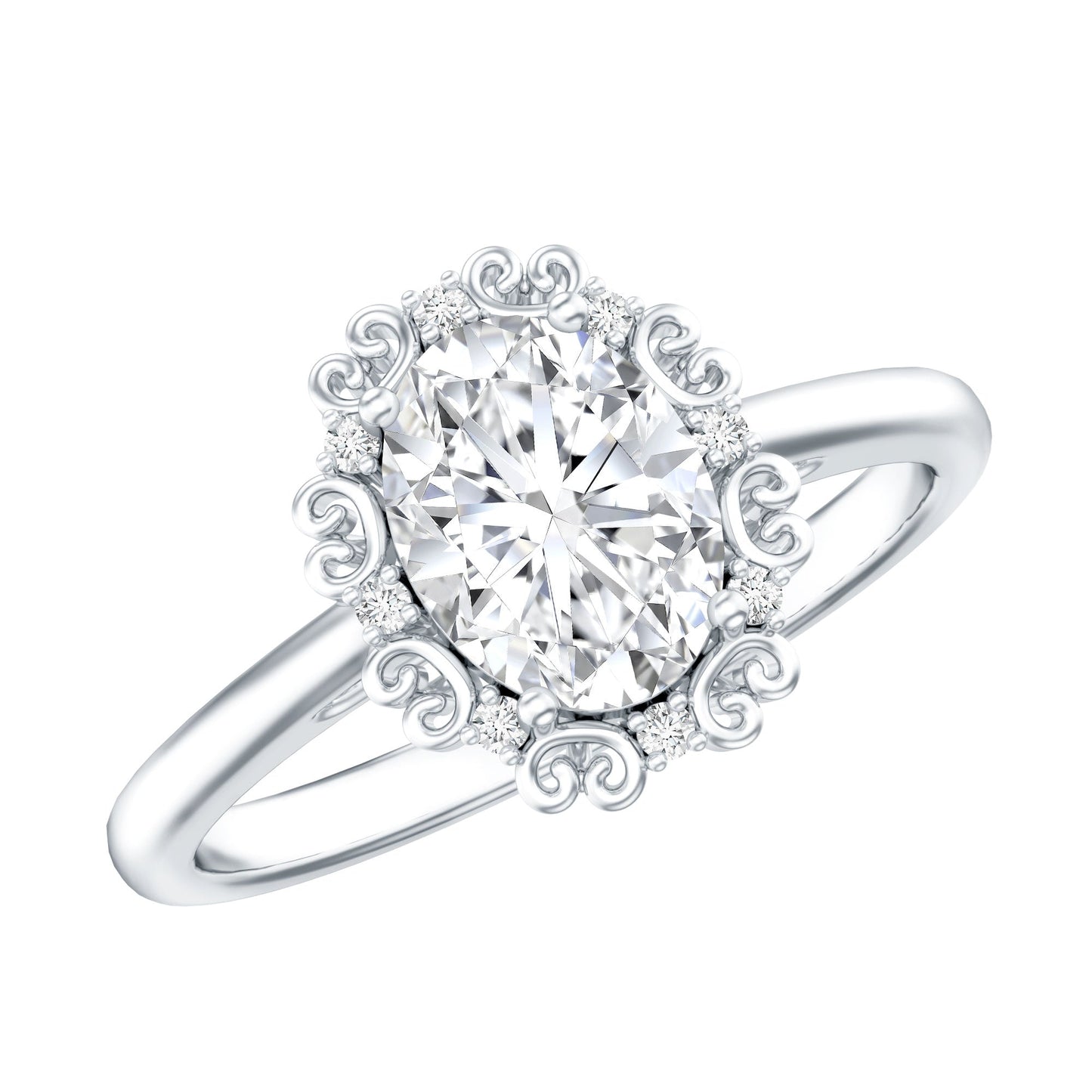 Womens 3.5 Carat Moissanite Vintage Style Engagement Ring