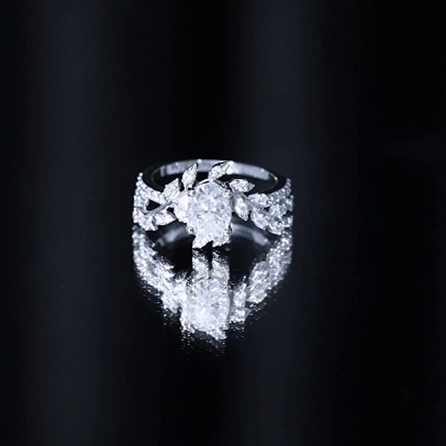 Certified 1.2 Carat Moissanite Vine Engagement Ring in Silver