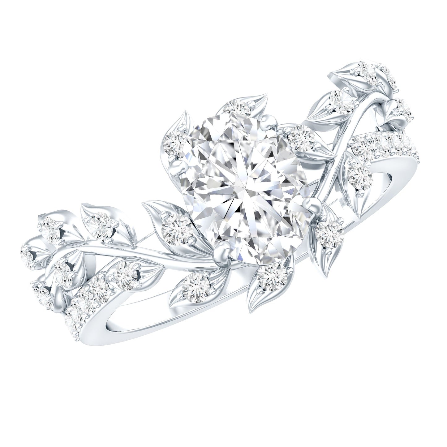 Certified 1.2 Carat Moissanite Vine Engagement Ring in Silver