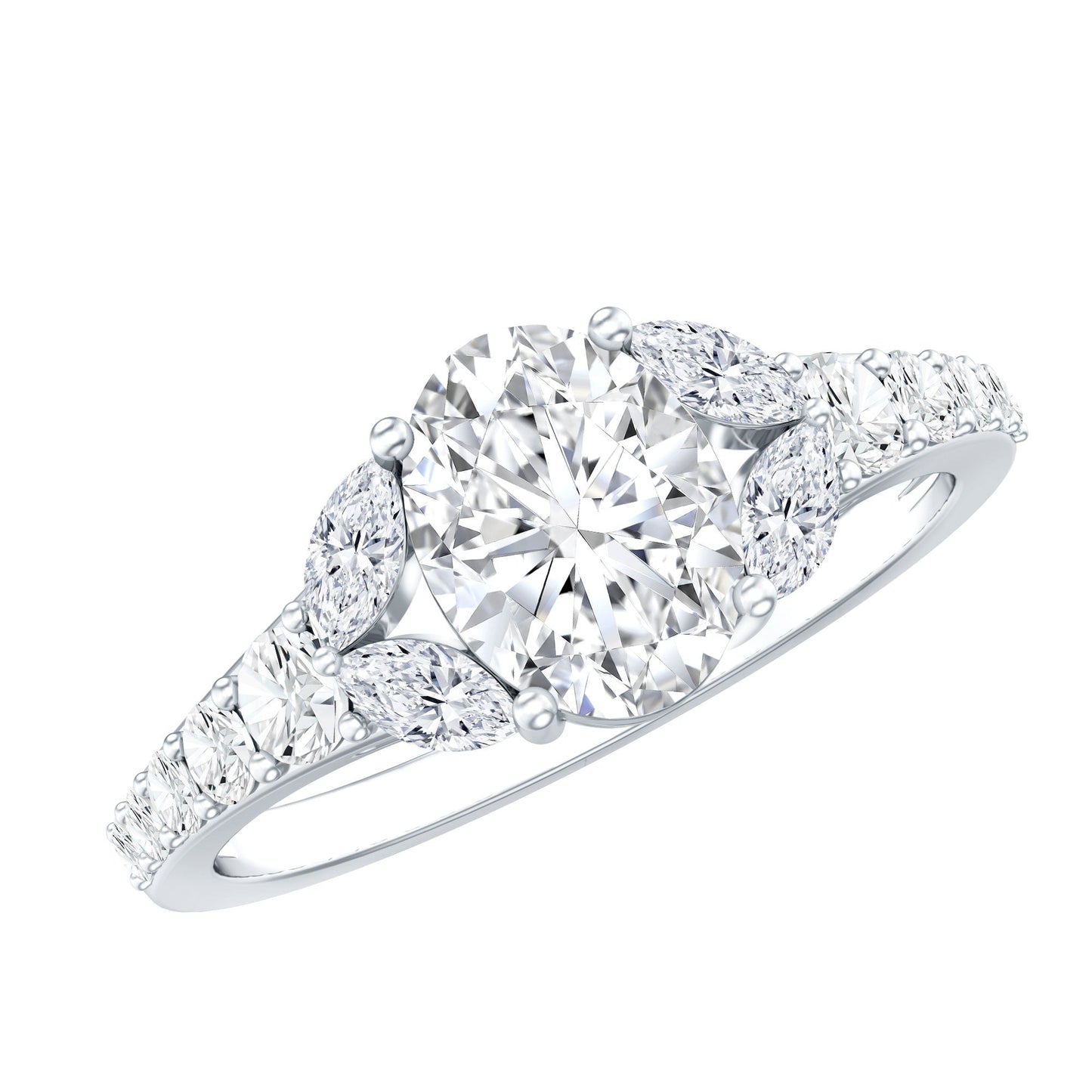 1.2 Carat Oval Moissanite Designer Engagement Ring in 14k Gold Plated Silver