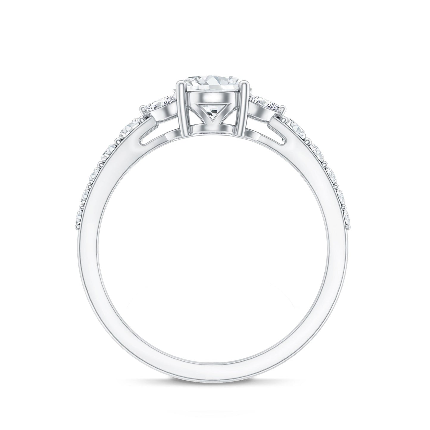 1.2 Carat Oval Moissanite Designer Engagement Ring in 14k Gold Plated Silver
