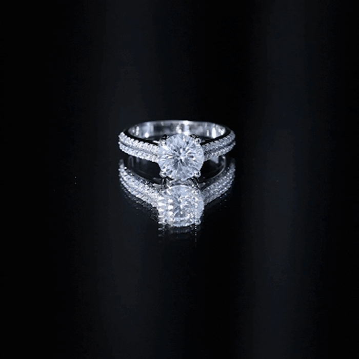 Womens 2 Carat Moissanite Engagement Ring with Side Stones