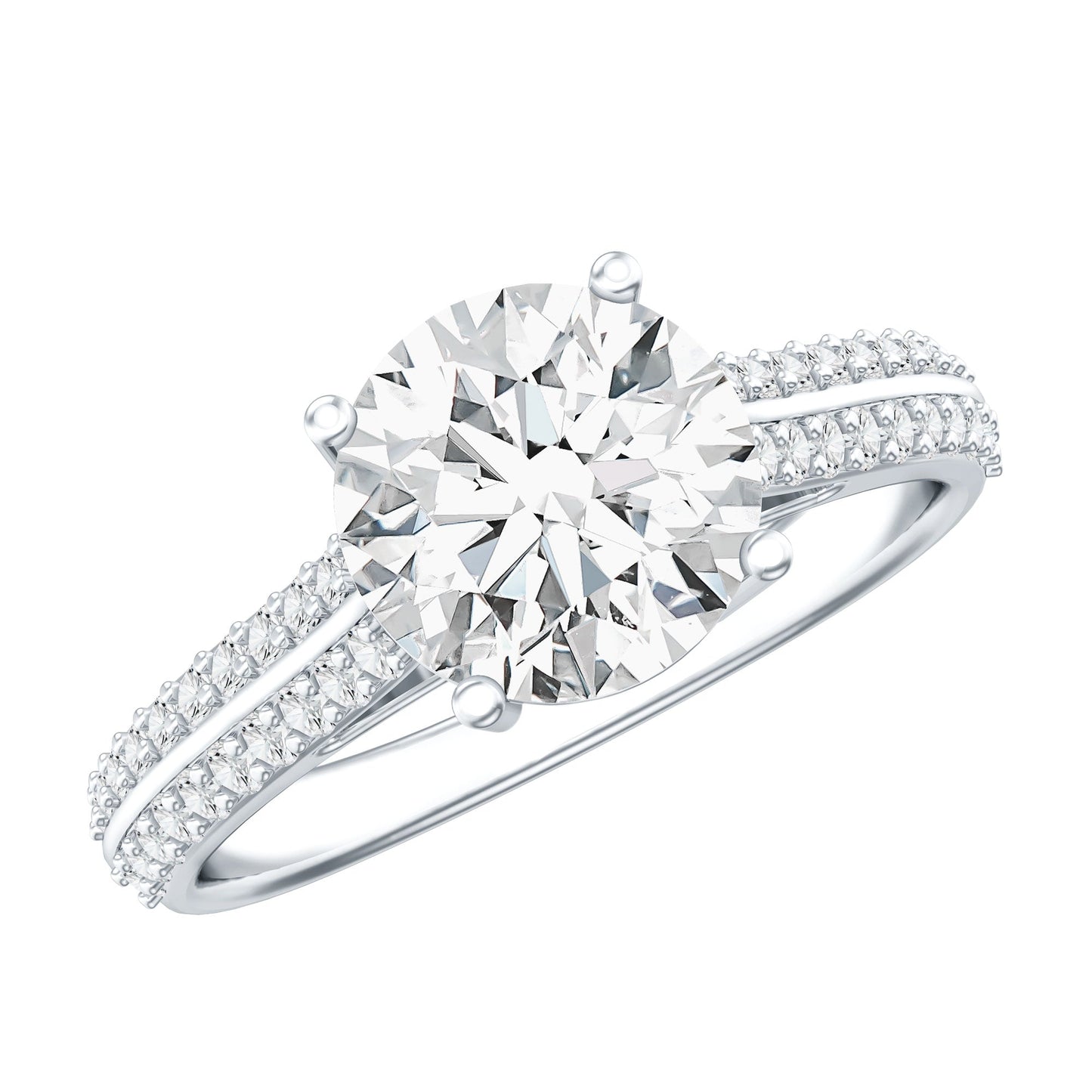 Womens 2 Carat Moissanite Engagement Ring with Side Stones