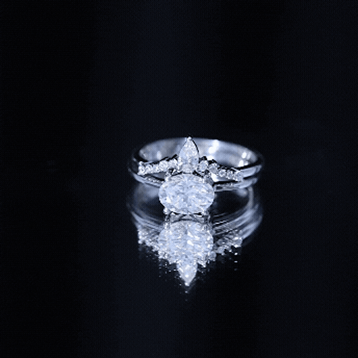 1.2 Carat Oval Shaped Moissanite East West Engagement Ring with Band