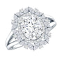 Certified 2 Carat Oval Moissanite Double Halo Engagement Ring
