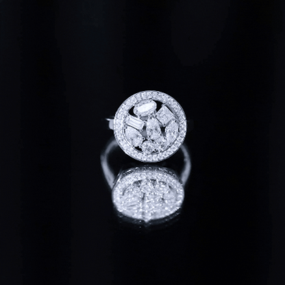 Sterling Silver Moissanite Cluster Engagement Ring for Women