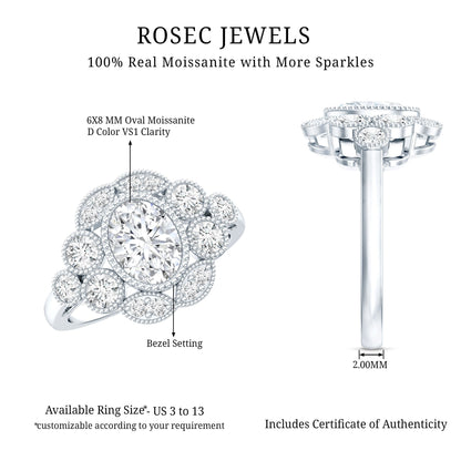 Certified 1.2 Carat Oval Moissanite Statement Engagement Ring