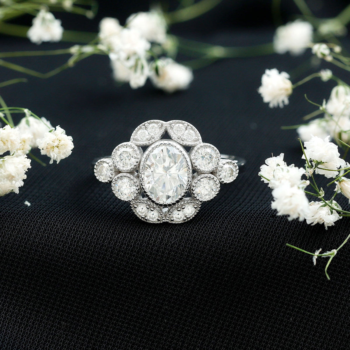 Certified 1.2 Carat Oval Moissanite Statement Engagement Ring